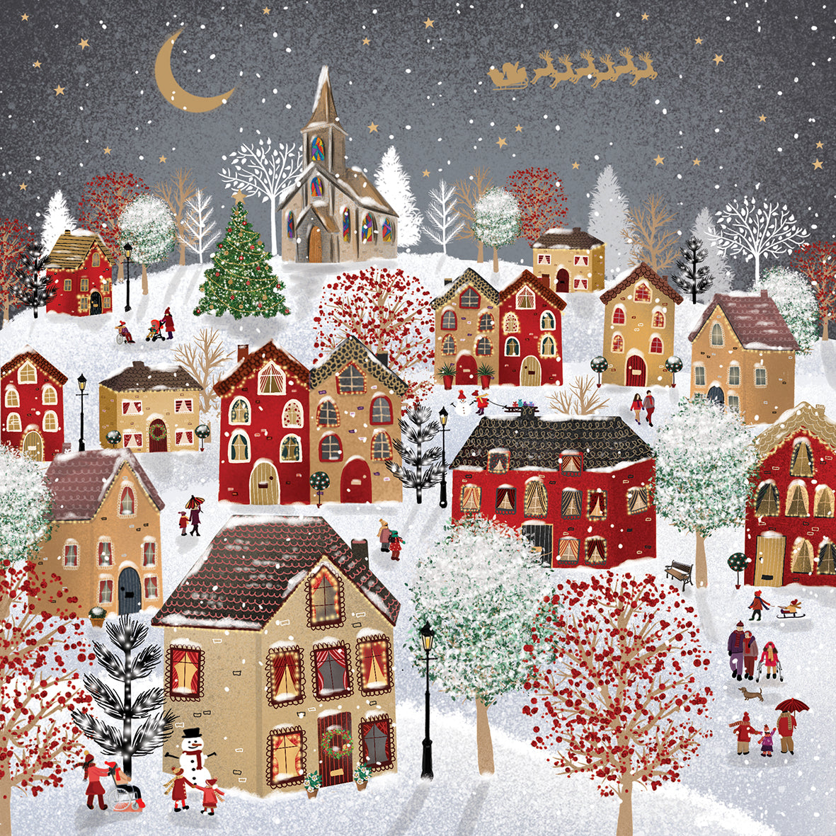 Christmas Eve village pack 10 Christmas cards - inclusive design